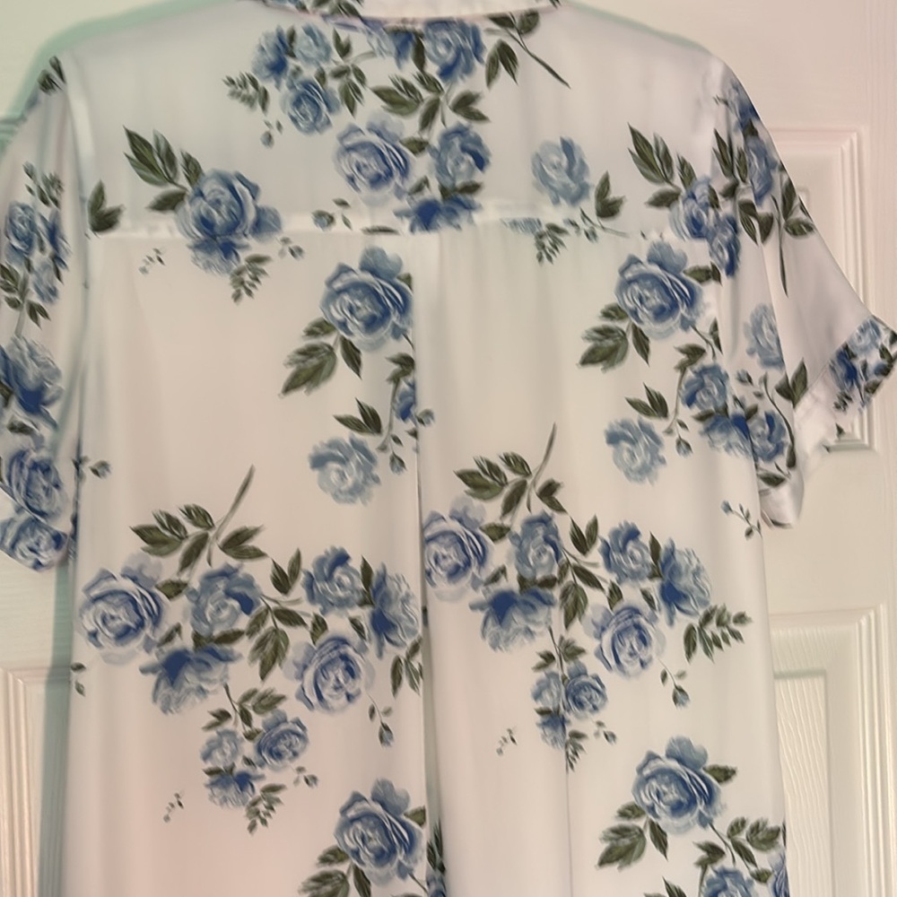 L'Academie Cream and Blue Floral dress sz Medium - Picture 9 of 11